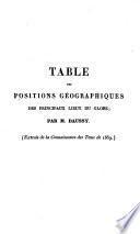 Table des positions géographiques ...Extrait de la Connaissance des tems de 1836(-1845).
