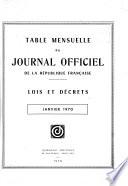 Table Mensuelle du Journal Officiel de la Republique Francaise