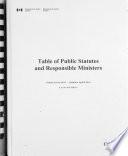 Table of Public Statutes and Responsible Ministers
