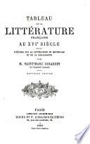 Tableau de la littérature française au XVIe siècle