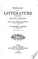 Tableau de la littérature française au XVIe siècle