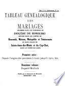 Tableau généalogique des mariages célébrés dans les paroisses du diocèse de Rimouski, situées dans les comtés de Rimouski, Matane, Matapédia et Témiscouata et dans celles de Sainte-Anne-des-Monts et du Cap-Chat, dans le comté de Gaspé