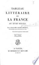 Tableau littéraire de la France au XVIIIe siècle