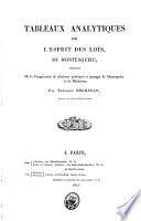 Tableaux analytiques de l'Esprit des lois de Montesquieu