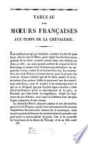 Tableaux des moeurs françaises aux temps de la chevalerie