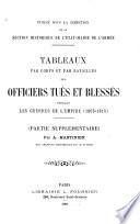 Tableaux par corps et par batailles des officiers tués et blessés pendant les guerres de l'empire, 1805-1815