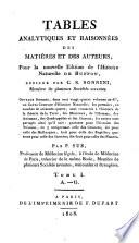 Tables analytiques et raisonnées des matières et des auteurs