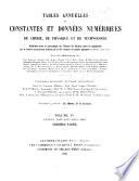 Tables annuelles de constantes et données numériques de chimie, de physique, de biologie et de technologie