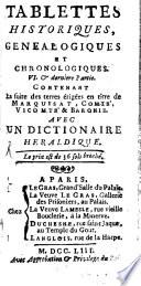 Tablettes Et Etrenes Genealogiques Historiques Et Chronologiques