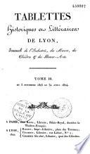 Tablettes historiques et littéraires de la ville de Lyon