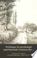 Technique de psychologie expérimentale (examen des sujets)