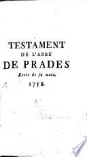 Testament de l'Abbé de Prades, ecrit de sa main