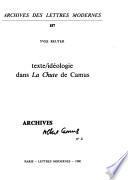 Texte/idéologie dans La chute de Camus