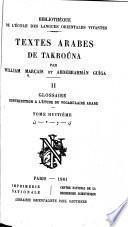 Textes arabes de Takroûna: Glossaire, contribution à l'étude du vocabulaire arabe