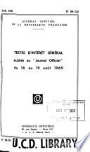 Textes d'intérêt général publiés au Journal officiel, tirages à part..