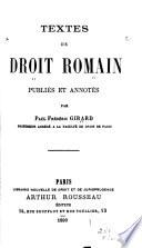 Textes de droit romain publiés et annotés