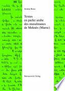 Textes en parler arabe des musulmanes de Meknès (Maroc)