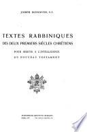 Textes rabbiniques des deux premiers siècles chrétiens