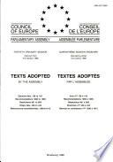 Texts Adopted at the 2nd Part of the 40th Ordinary Session of the Parliamentary Assembly, October 1988