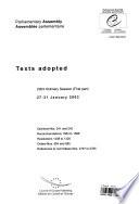 Texts adopted at the first part of the 2003 ordinary session of the Parliamentary Assembly, 27 - 31 January 2003