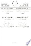 Texts Adopted at the First Part of the Thirty-First Ordinary Session of the Parliamentary Assembly, May 1979
