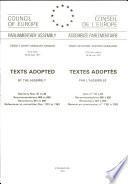 Texts Adopted at the First Part of the Twenty-ninth Ordinary Session of the Parliamentary Assembly April 1977