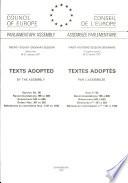 Texts Adopted at the Third Part of the Twenty-Eighth Ordinary Session of the Parliamentary Assembly January 1977