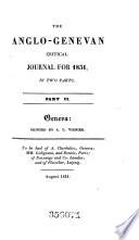 The Anglo-Genevan Critical Journal for 1831
