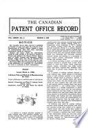 The Canadian Patent Office Record and Register of Copyrights