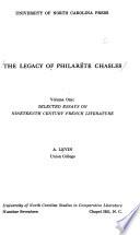 The Legacy of Philarète Chasles: Selected essays on nineteenth century French literature
