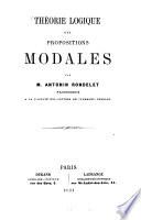 Théorie logique des propositions modales