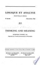 Thinking and meaning