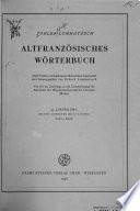 Tobler-Lommatzsch, Altfranzösisches wörterbuch