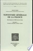 Toponymie générale de la France