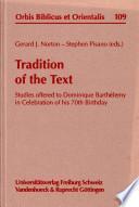 Tradition of the Text