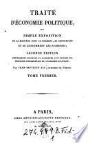 Traité d'économie politique, ou simple exposition de la manière ...