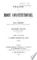 Traité de droit constitutionnel: La théorie générale de l'État