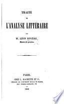 Traité de l'analyse littéraire