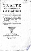 Traité de l'obéissance des chrétiens aux puissances temporelles