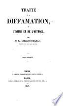 Traite de la diffamation de l'injure et de l'outrage
