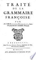 Traité de la grammaire françoise