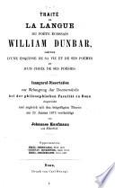 Traité de la langue du poète écossais William Dunber