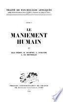 Traité de psychologie appliquée: Le maniement humain