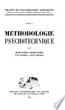 Traité de psychologie appliquée: Méthodologie psychotechnique