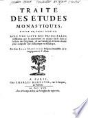 Traite des etudes monastiques (etc.)