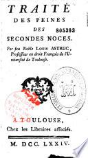 Traité des peines des secondes noces
