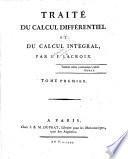 Traité du calcul différentiel et du calcul intégral