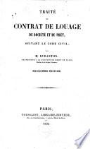 Traité du contrat de louage, de société et du prêt