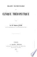 Traite elementaire de clinique therapeutique