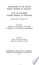 Transactions of the Fourth World Congress of Sociology